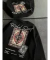 Kadın Bisiklet Yaka Kilim Halı Baskılı 3 İplik Pamuklu Sweatshirt - Siyah