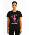 Kadın Bisiklet Yaka Kısa Kollu Baskılı T-shirt - Siyah