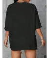 Kadın Brooklyn Baskılı Tişört Kısa Kol Bisiklet Yaka Oversize T-Shirt - Siyah