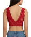Kadın Dantel Bralet Crop Sütyen V Yaka Askılı Şık Esnek Rahat - Kırmızı