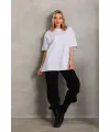 Kadın Düz  Kısa kol Penye T-shirt - Beyaz