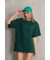 Kadın Düz  Kısa kol Penye T-shirt- Yeşil