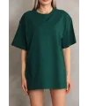 Kadın Düz  Kısa kol Penye T-shirt- Yeşil
