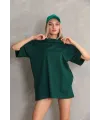Kadın Düz  Kısa kol Penye T-shirt- Yeşil