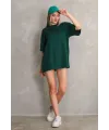 Kadın Düz  Kısa kol Penye T-shirt- Yeşil
