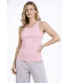 Kadın Fitilli Atlet Sıfır Yaka Slim Fit Arka Baskılı Spor Atlet - Pembe