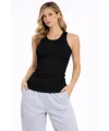 Kadın Fitilli Atlet Sıfır Yaka Slim Fit Arka Baskılı Spor Atlet - Siyah