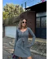 Kadın İkili Fermuarlı Hırkalı Etekli Takım - Füme