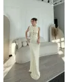 Kadın Kalın Fitilli Uzun Triko Elbise - Kırık Beyaz