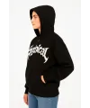 Kadın Kapüşonlu 3 İplik Şardonlu Önü Baskılı Fermuarlı Oversize Sweatshirt - Siyah