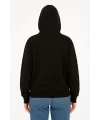 Kadın Kapüşonlu 3 İplik Şardonlu Önü Baskılı Fermuarlı Oversize Sweatshirt - Siyah