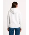 Kadın Kapüşonlu Kanguru Cepli 3 İplik Pamuklu Oversize Hoodie Sweatshirt - Beyaz