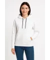 Kadın Kapüşonlu Kanguru Cepli 3 İplik Pamuklu Oversize Hoodie Sweatshirt - Beyaz