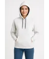Kadın Kapüşonlu Kanguru Cepli 3 İplik Pamuklu Oversize Hoodie Sweatshirt - Beyaz