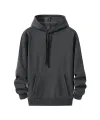 Kadın Kapüşonlu Kanguru Cepli 3 İplik Pamuklu Oversize Hoodie Sweatshirt - Füme