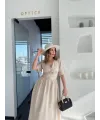 Kadın Kısa Kollu Uzun Elbise - Kırık Beyaz