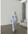 Kadın Nakış İşlemeli 3 İplik Pamuklu Sweat Alt-Üst Takım- Gri