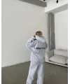 Kadın Nakış İşlemeli 3 İplik Pamuklu Sweat Alt-Üst Takım- Gri