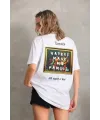 Kadın ön ve arka Baskılı Oversize Kısa kol  T-Shirt - Beyaz