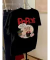 Kadın Ön ve Arka Baskılı T-Shirt Kısa Kol Bisiklet Yaka Regular Fit Tişört - Siyah