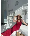 Kadın Örgülü Uzun Triko Elbise - Bordo