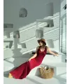 Kadın Örgülü Uzun Triko Elbise - Bordo