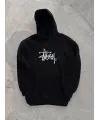 Kadın Oversize Kapüşonlu Cepli Baskılı 3 İplik Pamuklu Hoodie Sweatshirt - Siyah