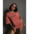 Kadın Oversize Tişört Golf GTI Retro Araba Baskılı T-shirt  - Gül Kurusu
