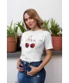 Kadın Özel Baskılı Modern Fit %100 Pamuk Bisiklet Yaka T-Shirt