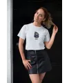 Kadın Özel Baskılı Modern Fit %100 Pamuk Bisiklet Yaka T-Shirt