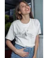 Kadın Özel Baskılı Modern Fit %100 Pamuk Bisiklet Yaka T-Shirt