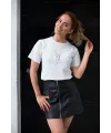 Kadın Özel Baskılı Modern Fit %100 Pamuk Bisiklet Yaka T-Shirt