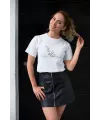 Kadın Özel Baskılı Modern Fit %100 Pamuk Bisiklet Yaka T-Shirt