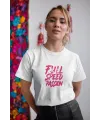 Kadın Özel Baskılı Modern Fit %100 Pamuk Bisiklet Yaka T-Shirt
