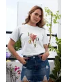 Kadın Özel Baskılı Modern Fit %100 Pamuk Bisiklet Yaka T-Shirt
