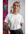 Kadın Özel Baskılı Modern Fit %100 Pamuk Bisiklet Yaka T-Shirt