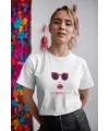 Kadın Özel Baskılı Modern Fit %100 Pamuk Bisiklet Yaka T-Shirt