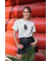Kadın Özel Baskılı Modern Fit %100 Pamuk Bisiklet Yaka T-Shirt