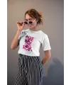 KADIN Özel Baskılı Modern Fit %100 Pamuk Bisiklet Yaka T-Shirt