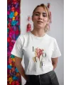 Kadın Özel Baskılı Modern Fit %100 Pamuk Bisiklet Yaka T-Shirt