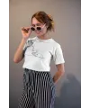 Kadın Özel Baskılı Modern Fit %100 Pamuk Bisiklet Yaka T-Shirt