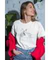 Kadın Özel Baskılı Modern Fit %100 Pamuk Bisiklet Yaka T-Shirt