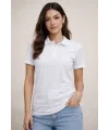 Kadın Polo Yaka Pike Kumaş Düğmeli Basic Tişört T-Shirt Günlük Rahat - Beyaz