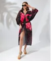 Kadın Rahat Kesim Şifon Kimono - Siyah