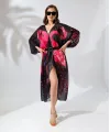 Kadın Rahat Kesim Şifon Kimono - Siyah
