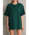 Kadın Regular Fit Tişört Bisiklet Yaka Yazlık Kısa Kol Basıc T-Shirt - Yeşil