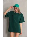 Kadın Regular Fit Tişört Bisiklet Yaka Yazlık Kısa Kol Basıc T-Shirt - Yeşil