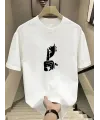 Kadın T-Shirt Bisiklet Yaka Kısa kol Baskılı tişört - Beyaz