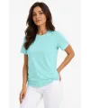Kadın T-Shirt Bisiklet Yaka Slim Fit Likralı Tişört Günlük Basic Body - Turkuaz