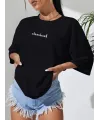 Kadın T-shirt Penye Compack Classical Baskılı Kısa kol Tişört - Siyah